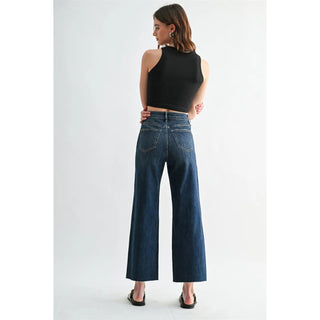 Dark Marine Super High Wide Leg Ankle - The Edit LLC