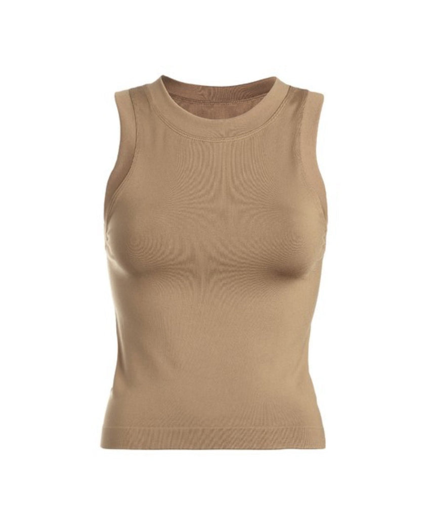 Dark Tan Dynamic Buttery Soft Basic Tank - The Edit LLC