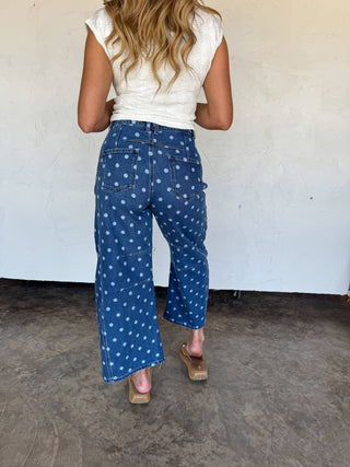 DARLING DOT BARREL JEANS - The Edit LLC