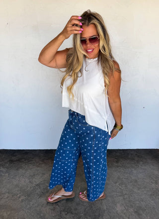 DARLING DOT BARREL JEANS - The Edit LLC
