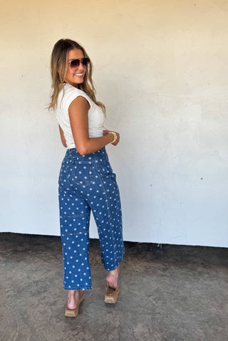 DARLING DOT BARREL JEANS - The Edit LLC