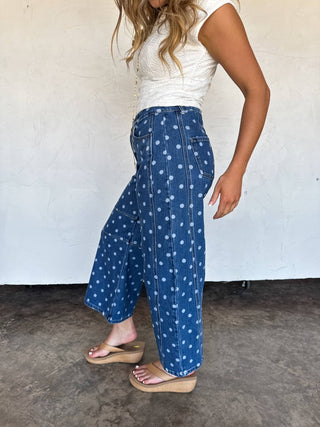 DARLING DOT BARREL JEANS - The Edit LLC