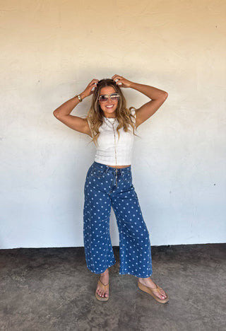 DARLING DOT BARREL JEANS - The Edit LLC