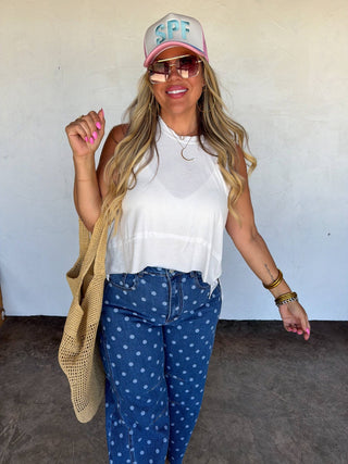 DARLING DOT BARREL JEANS - The Edit LLC
