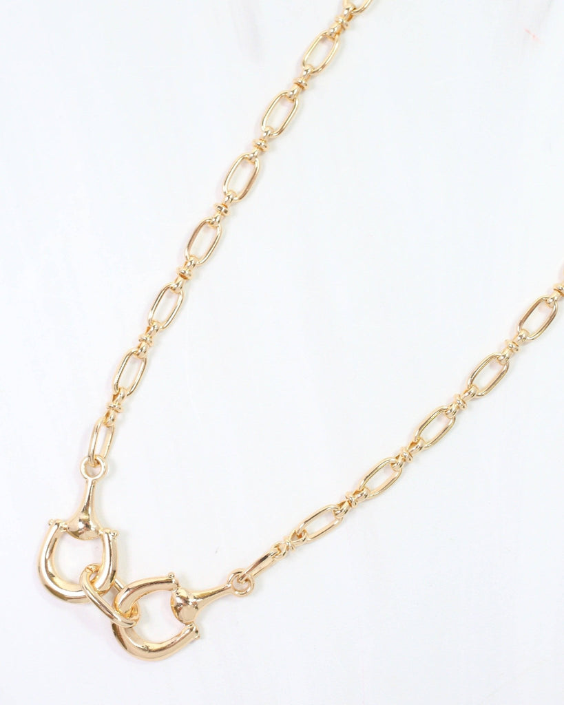Declan Double Horsebit Necklace Gold: Default - The Edit LLC