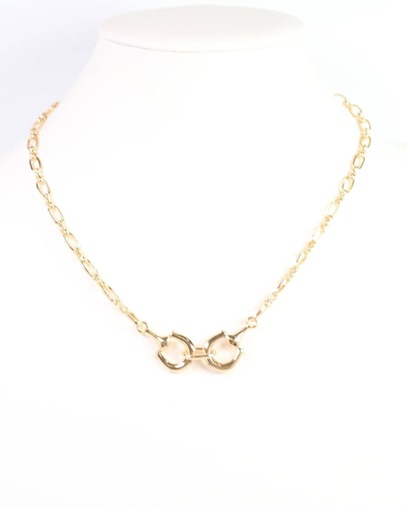 Declan Double Horsebit Necklace Gold: Default - The Edit LLC