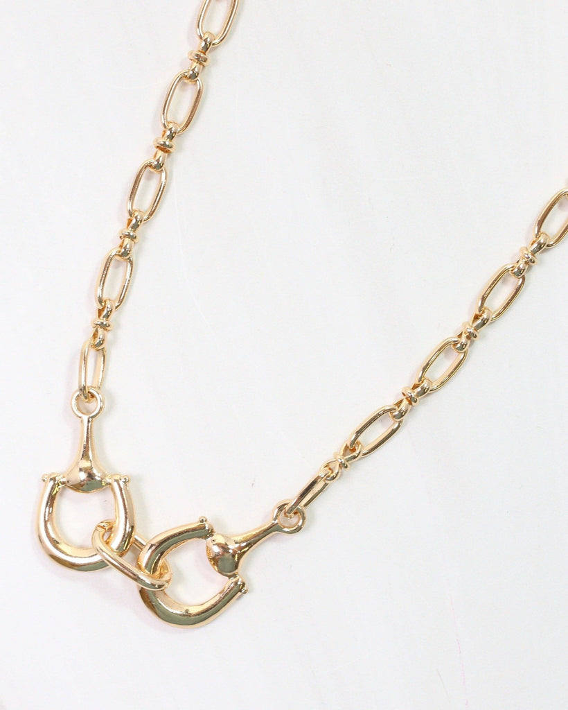 Declan Double Horsebit Necklace Gold: Default - The Edit LLC