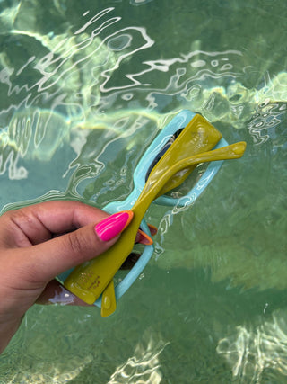 Deco Sunglasses Chartreuse + Sky Blue - The Edit LLC