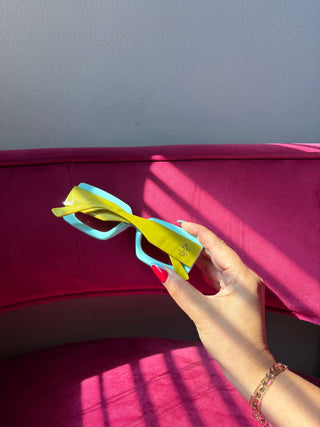 Deco Sunglasses Chartreuse + Sky Blue - The Edit LLC
