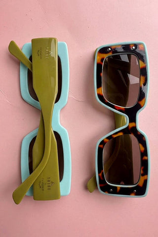 Deco Sunglasses Chartreuse + Sky Blue - The Edit LLC