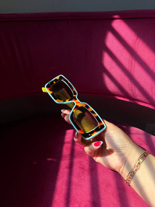 Deco Sunglasses Chartreuse + Sky Blue - The Edit LLC