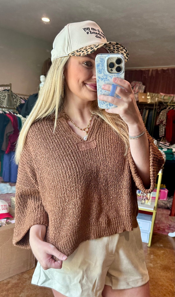 Deep Camel Quarter Sweater - The Edit LLC