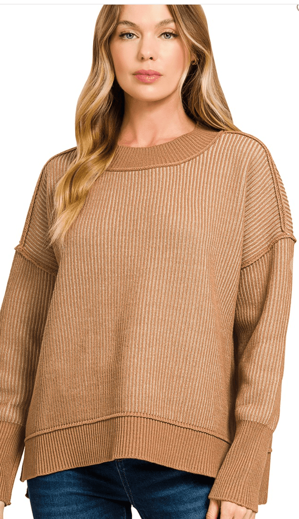 Deep Camel Two Tone Sweater - The Edit LLC