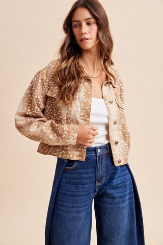 Deer Printed Denim Jacket - The Edit LLC