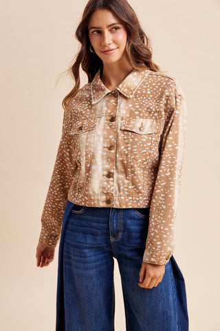 Deer Printed Denim Jacket - The Edit LLC