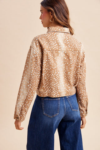 Deer Printed Denim Jacket - The Edit LLC