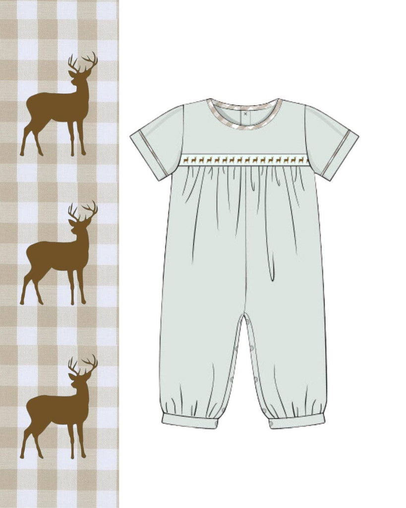 Deer Ribbon Boys Bubble Romper: 24m - The Edit LLC