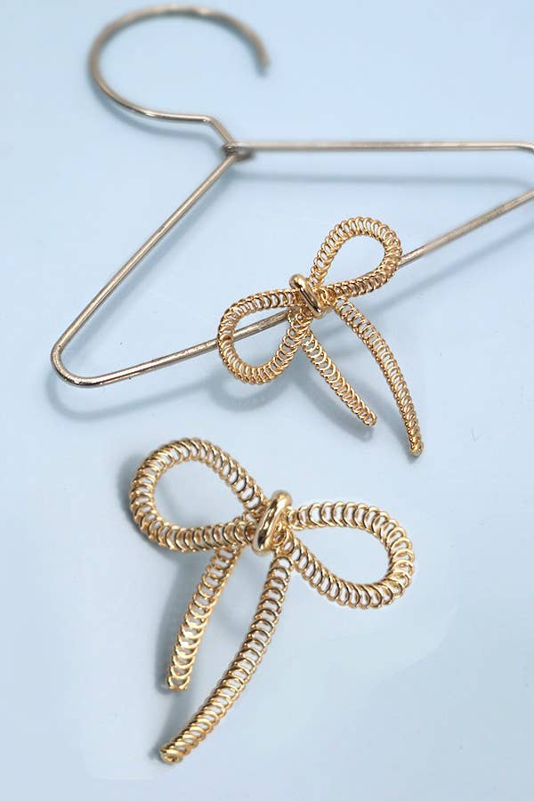 DELICATE WIRE BOW RIBBON EARRINGS | 80E3717: GOLD - The Edit LLC