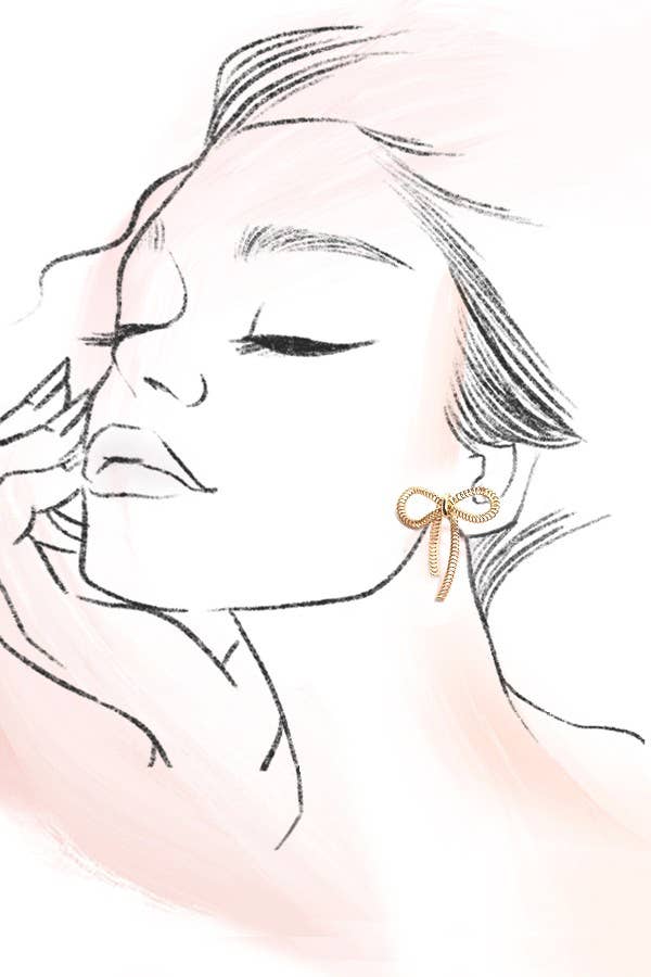 DELICATE WIRE BOW RIBBON EARRINGS | 80E3717: GOLD - The Edit LLC