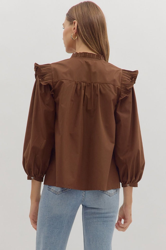 Devine Delight Ruffle Sleeve Blouse - The Edit LLC