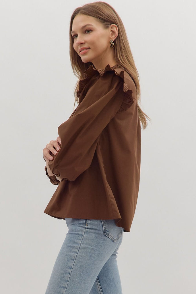 Devine Delight Ruffle Sleeve Blouse - The Edit LLC