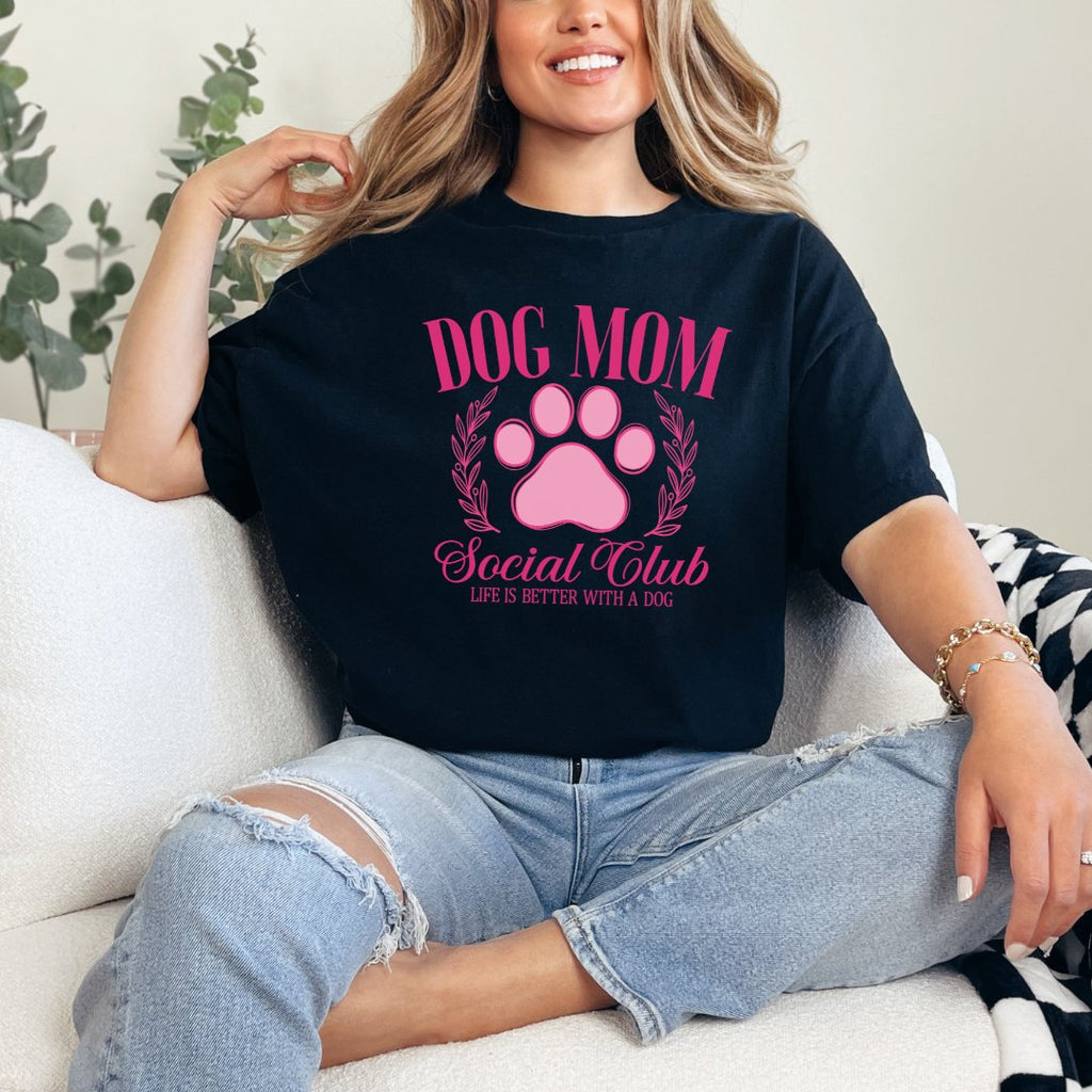 Dog Mom Social Club Black Graphic Tee - The Edit LLC