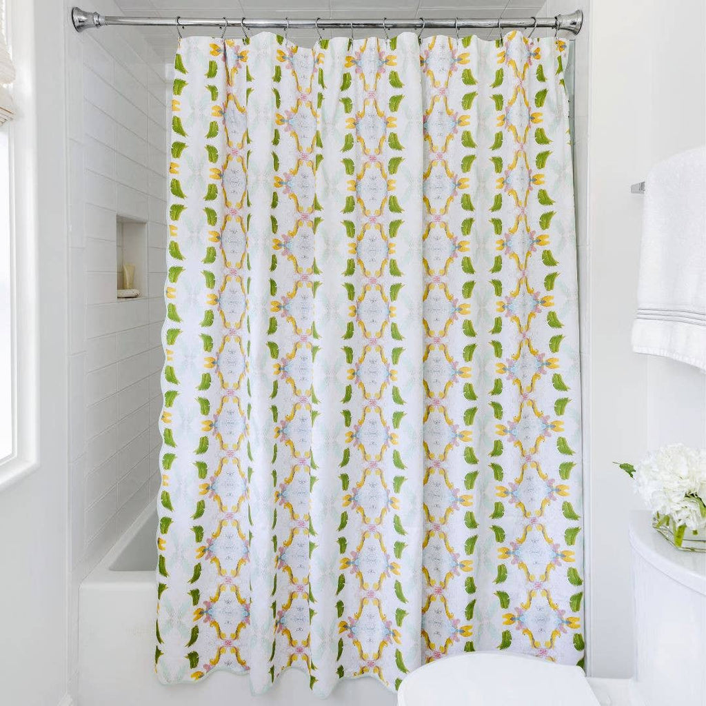 Dogwood Scalloped Shower Curtain: Extra Long, 72" x 96" - The Edit LLC