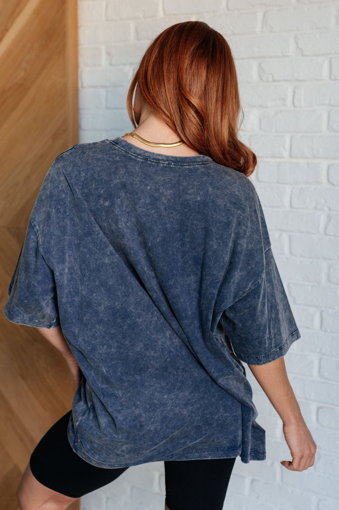 Don't Mind Me Mineral Wash Drop Shoulder Tee in Blackberry - The Edit LLC