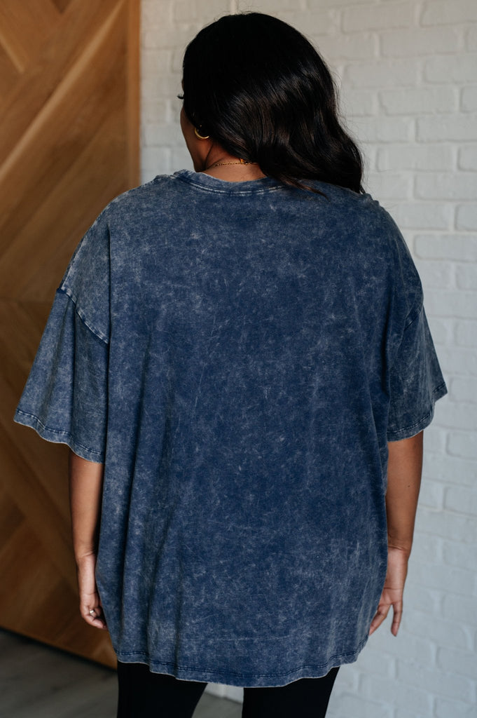 Don't Mind Me Mineral Wash Drop Shoulder Tee in Blackberry - The Edit LLC