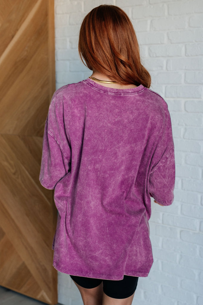 Don't Mind Me Mineral Wash Drop Shoulder Tee in Light Plum - The Edit LLC