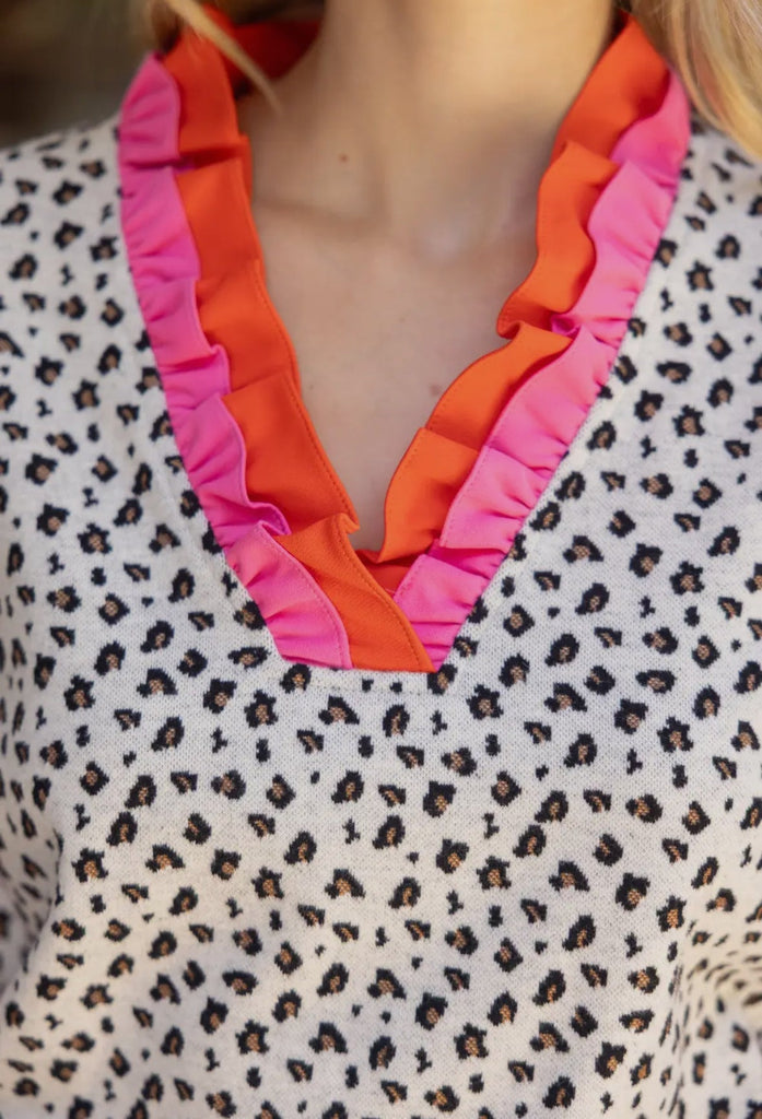 Double Contrast Animal Knit Top - The Edit LLC