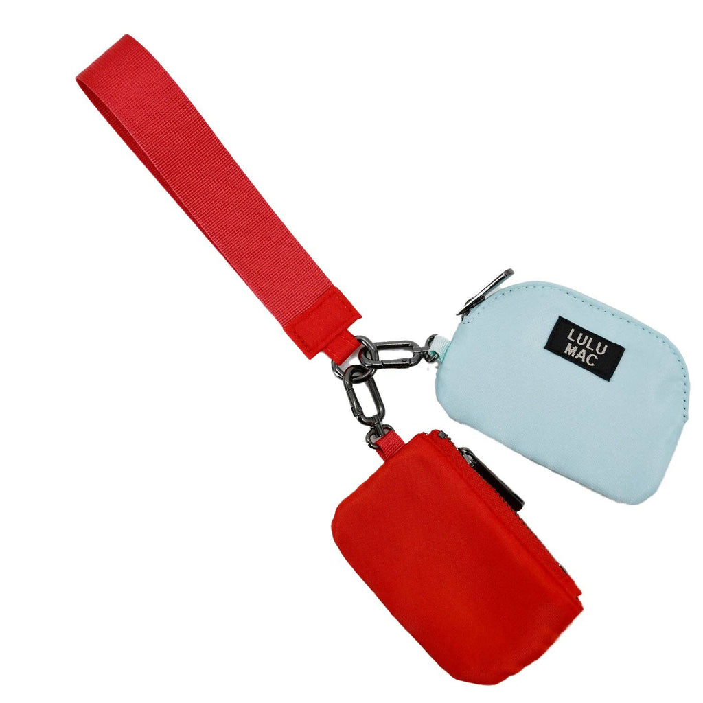 DP - 8162 Red/Light Blue Lulu Mac Double Pouch Wristlets - The Edit LLC