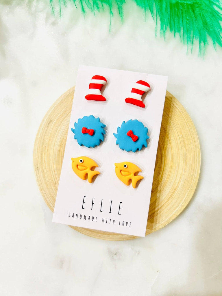Dr. Seuss Cat in the Hat Horton Comics Dangle Earrings: Stud Set - The Edit LLC