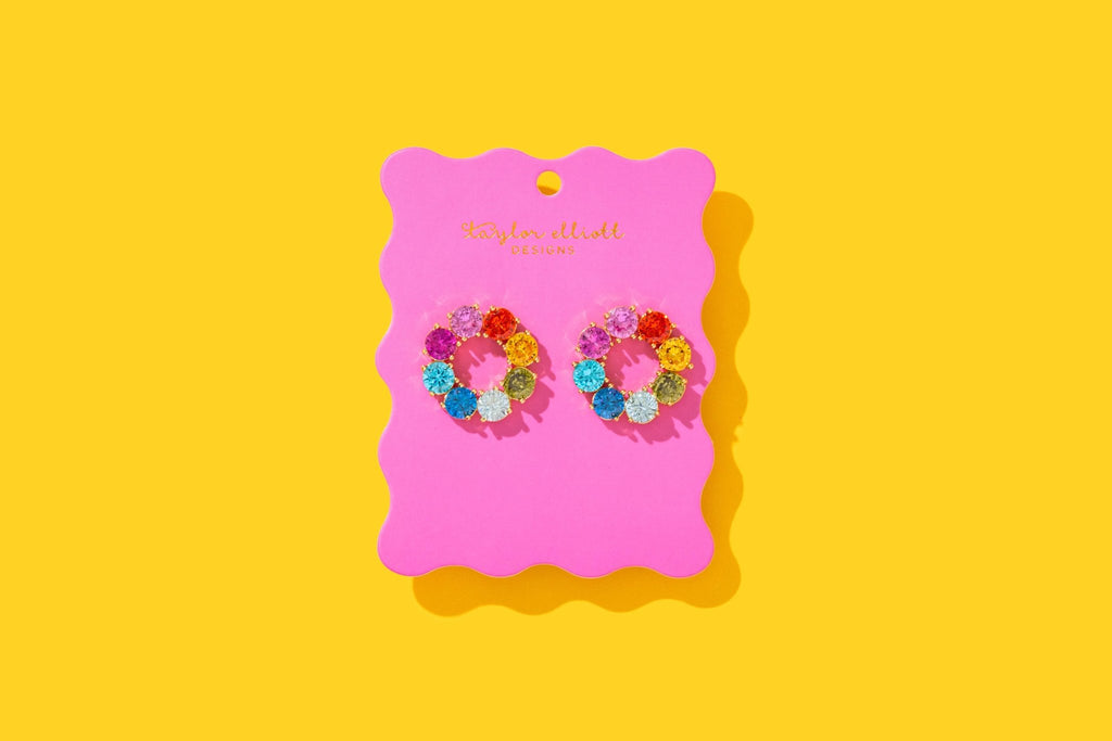Drop Earrings - Circles w/ Colorful Gems - Paige - The Edit LLC