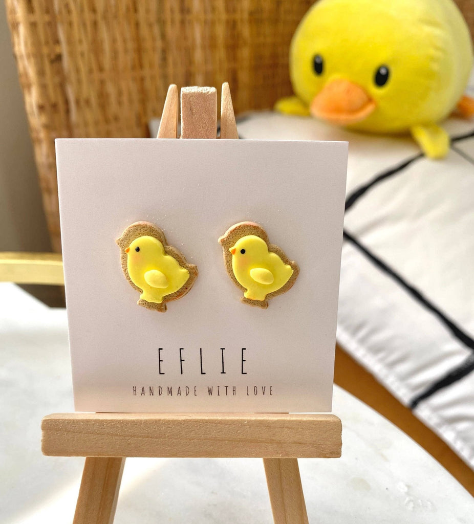 Easter Chick Clay Cookie Duck Stud Earrings Gift - The Edit LLC