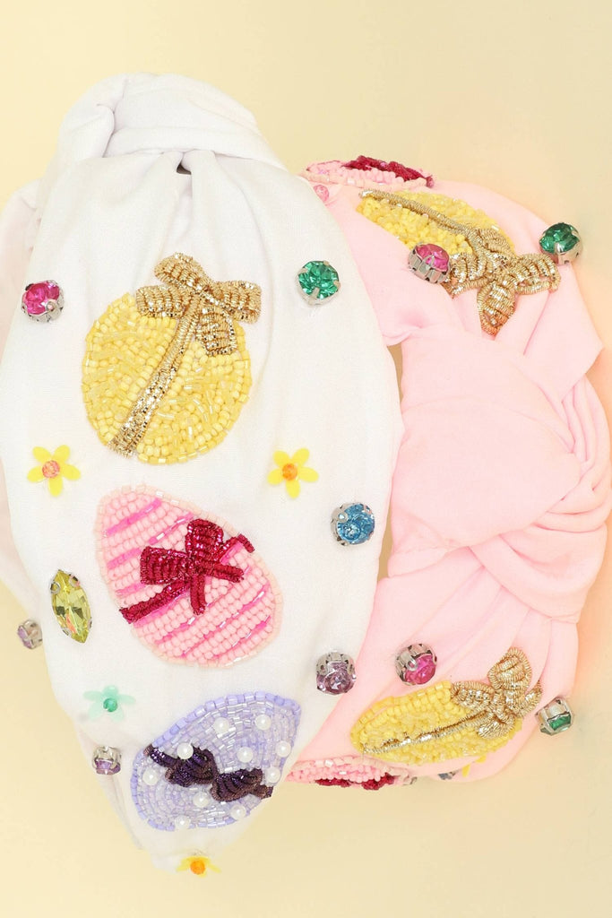 Easter Egg Theme Top Knotted Headband : White - The Edit LLC