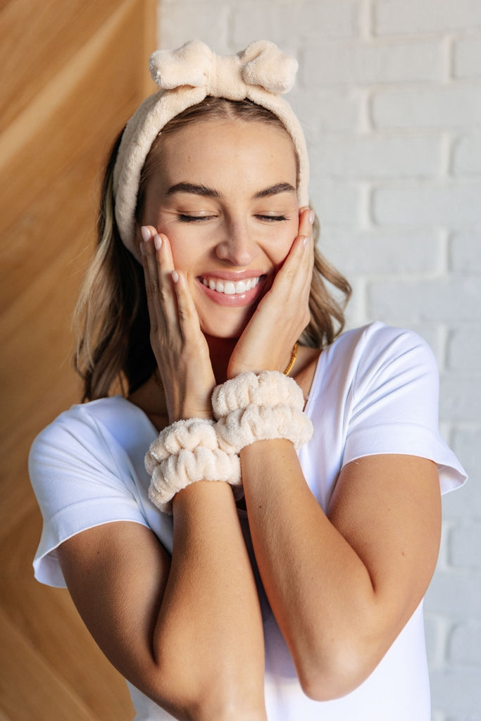 Effortless Days Stretchy Headband & Wristband Set in Cream - The Edit LLC