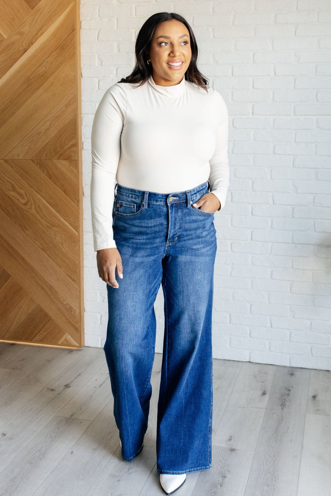 Eliza High Rise Control Top Retro Wide Leg Jeans - The Edit LLC