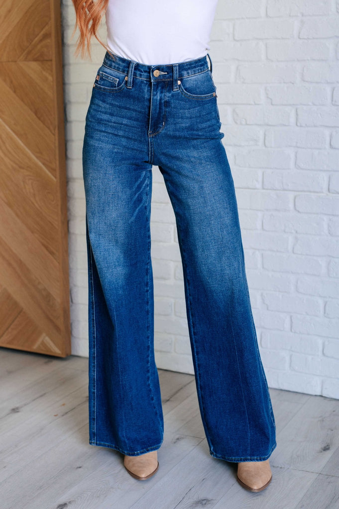 Eliza High Rise Control Top Retro Wide Leg Jeans - The Edit LLC