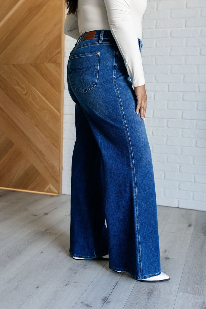 Eliza High Rise Control Top Retro Wide Leg Jeans - The Edit LLC