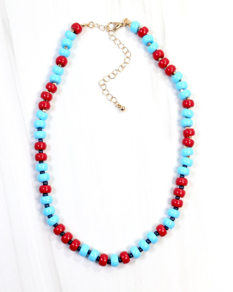 Ellison Stone Necklace Powder Blue Red: Default - The Edit LLC