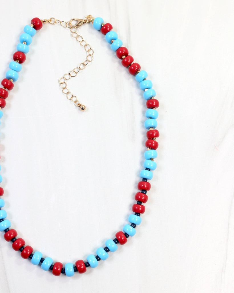 Ellison Stone Necklace Powder Blue Red: Default - The Edit LLC
