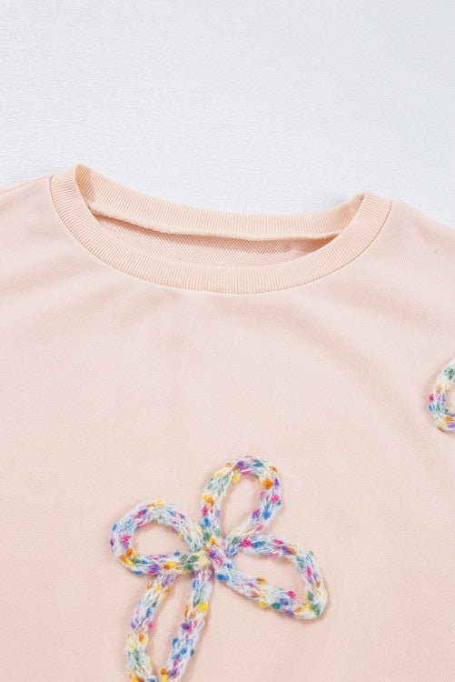 Embroidered Bow Sweatshirt - The Edit LLC