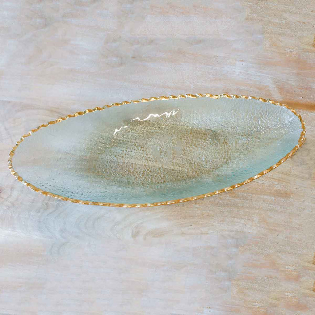 Fairbanks Oval Platter Clear/Gold 21.25x2.5x9 - The Edit LLC