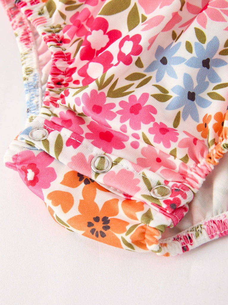 Fall Pumpkin Bow Smock Embroidered Floral Baby Girl Bubble - The Edit LLC