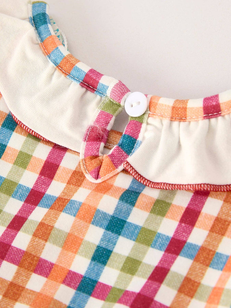Fall Thanksgiving Color Plaid Turkey Embroidery Smocked Girls Bubble - The Edit LLC