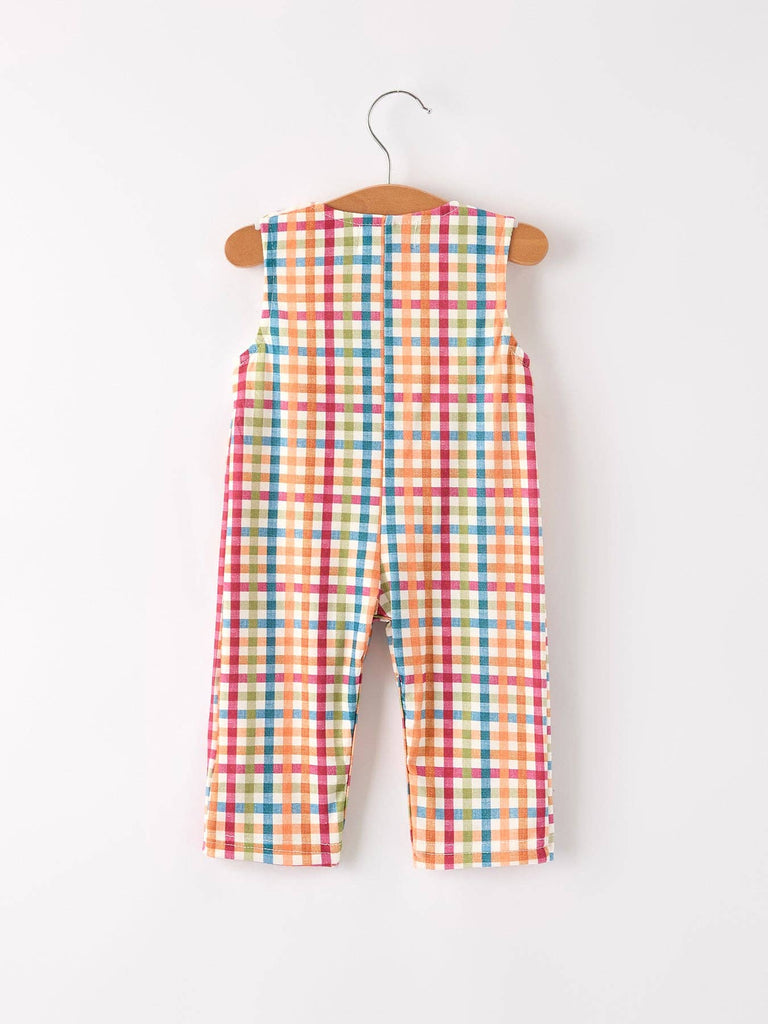 Fall Thanksgiving Plaid Turkey Smocked Boys Romper - The Edit LLC