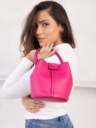 Farrah Bucket Bag w/ Top Handle & Inner Bag | M2528 : Cherry Lacquer - The Edit LLC