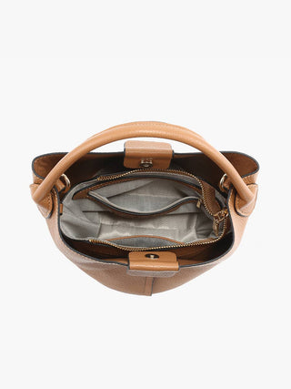 Farrah Bucket Bag w/ Top Handle & Inner Bag | M2528 : Cherry Lacquer - The Edit LLC
