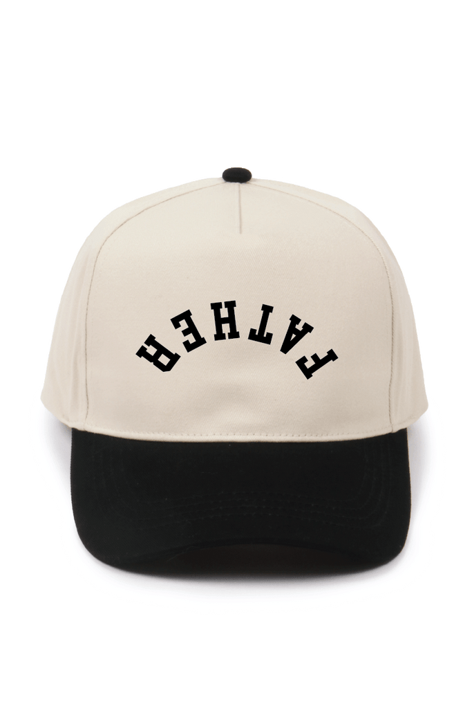 FATHER Upside Down embroidery in Two Tone Baseball Cap: Black - The Edit LLC